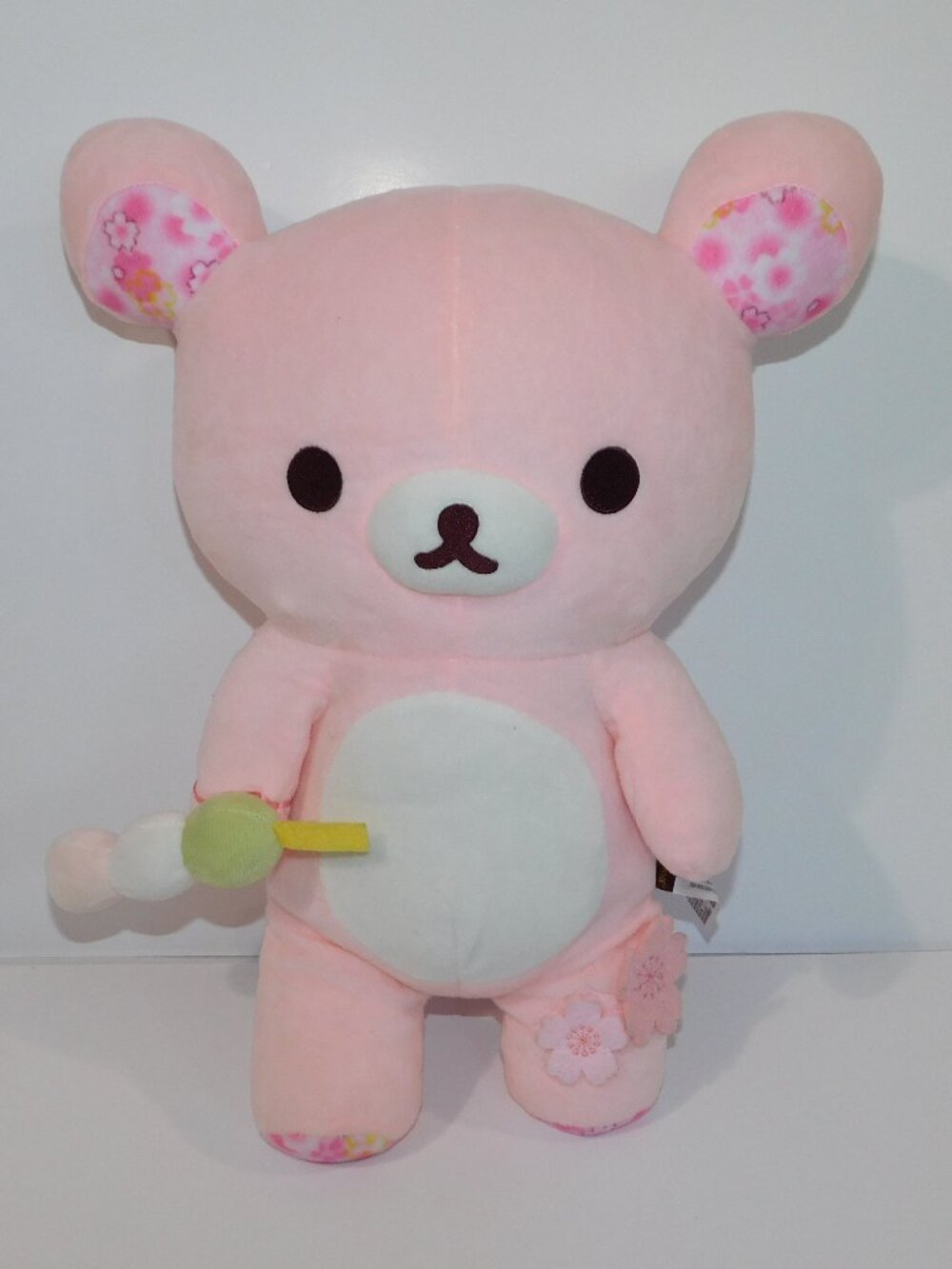 Rilakkuma san-X cherry blossom 16" plush pink Stuffed Bear Holding Mochi